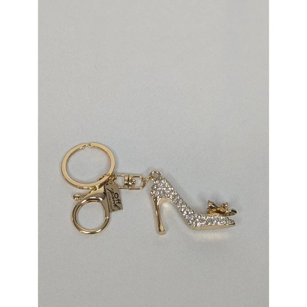 Off Park Crystal High Heel Keychain or Bag Charm - Gold Tone, Bling
